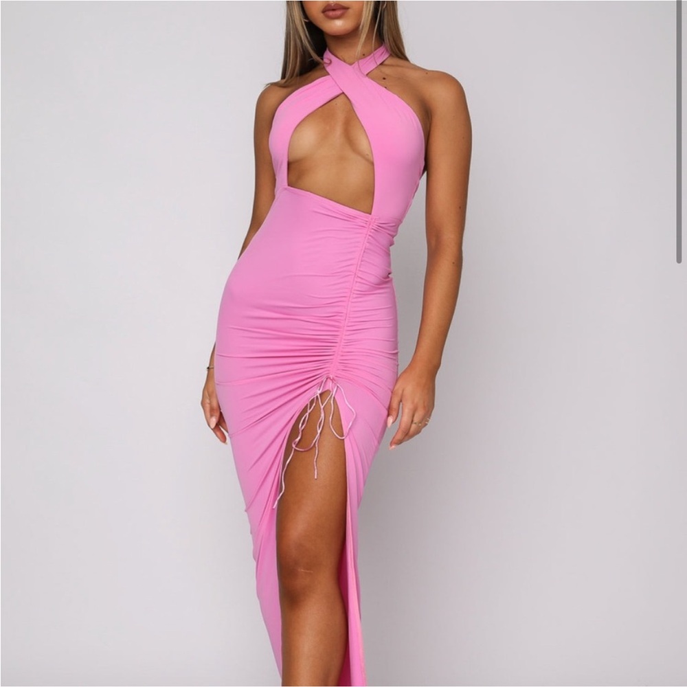 White Fox Feel Your Desire Dress Pink Halter Maxi Dress